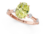 Rose gold Fancy Yellow Oval  Solitaire Diamond Ring with Bezel Set Side Stones and Prong Setting_4