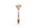Rose gold Fancy Yellow Oval  Solitaire Diamond Ring with Bezel Set Side Stones and Prong Setting_5