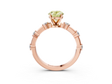 Rose gold Fancy Yellow Oval  Solitaire Diamond Ring with Bezel Set Side Stones and Prong Setting_6
