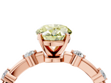 Rose gold Fancy Yellow Oval  Solitaire Diamond Ring with Bezel Set Side Stones and Prong Setting_7