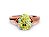 Rose gold Fancy Yellow Oval  Solitaire Diamond Ring with Cathedral Band and Four-Prong Setting_66