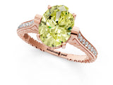 Rose gold Fancy Yellow Oval  Solitaire Diamond Ring with Channel Set Band and Bezel Prong Setting_80