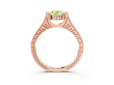 Rose gold Fancy Yellow Oval  Solitaire Diamond Ring with Channel Set Band and Bezel Prong Setting_82