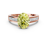 Rose gold Fancy Yellow Oval  Solitaire Diamond Ring with Channel-Set Band and Four-Prong Setting_3