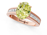 Rose gold Fancy Yellow Oval  Solitaire Diamond Ring with Channel-Set Band and Four-Prong Setting_4