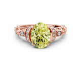 Rose gold Fancy Yellow Oval  Solitaire Diamond Ring with Filigree Band and Four-Prong Setting_42