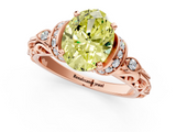 Rose gold Fancy Yellow Oval  Solitaire Diamond Ring with Filigree Band and Four-Prong Setting_43