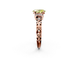 Rose gold Fancy Yellow Oval  Solitaire Diamond Ring with Filigree Band and Four-Prong Setting_44
