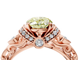 Rose gold Fancy Yellow Oval  Solitaire Diamond Ring with Filigree Band and Four-Prong Setting_46