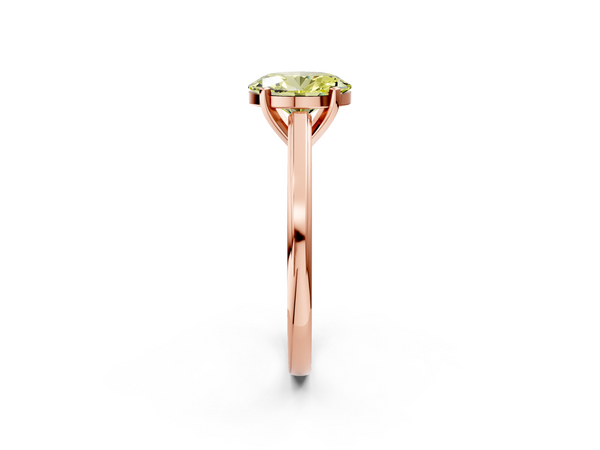 Rose gold Fancy Yellow Oval  Solitaire Diamond Ring with Four-Prong Setting and Classic Band