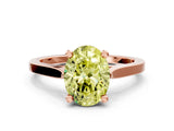 Rose gold Fancy Yellow Oval  Solitaire Diamond Ring with Four-Prong Setting and Tapered Band 1