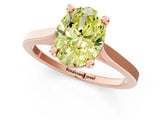 Rose gold Fancy Yellow Oval  Solitaire Diamond Ring with Four-Prong Setting and Tapered Band 2