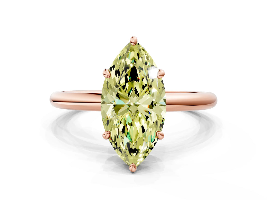 Rose gold Fancy Yellow Oval  Solitaire Diamond Ring with Four-Prong Setting on a Plain Band_20