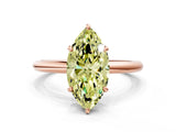 Rose gold Fancy Yellow Oval  Solitaire Diamond Ring with Four-Prong Setting on a Plain Band_20