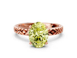 Rose gold Fancy Yellow Oval  Solitaire Diamond Ring with Milgrain and Black Enamel X Pattern Band_184