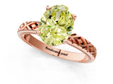 Rose gold Fancy Yellow Oval  Solitaire Diamond Ring with Milgrain and Black Enamel X Pattern Band_185