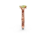 Rose gold Fancy Yellow Oval  Solitaire Diamond Ring with Milgrain and Black Enamel X Pattern Band_186