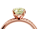 Rose gold Fancy Yellow Oval  Solitaire Diamond Ring with Milgrain and Black Enamel X Pattern Band_188