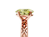 Rose gold Fancy Yellow Oval  Solitaire Diamond Ring with Milgrain and Black Enamel X Pattern Band_189