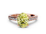 Rose gold Fancy Yellow Oval  Solitaire Diamond Ring with Pavé Band and Four-Prong Setting_101