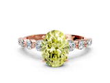 Rose gold Fancy Yellow Oval  Solitaire Diamond Ring with Pave Band and Four-Prong Setting_260