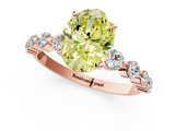 Rose gold Fancy Yellow Oval  Solitaire Diamond Ring with Pave Band and Four-Prong Setting_261