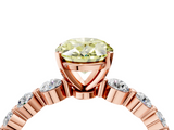 Rose gold Fancy Yellow Oval  Solitaire Diamond Ring with Pave Band and Four-Prong Setting_264