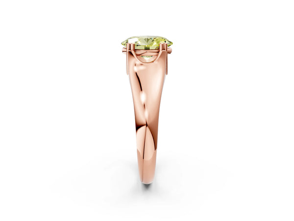 Rose gold Fancy Yellow Oval Cut Diamond Solitaire Ring with Wide Band and Prong Setting