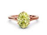 Rose gold Fancy Yellow Oval  Solitaire Diamond Ring with Six-Prong Setting and Tapered Band_17