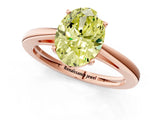 Rose gold Fancy Yellow Oval  Solitaire Diamond Ring with Split Shank and Four-Prong Setting_13