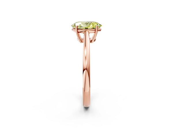 Rose gold Fancy Yellow Oval  Solitaire Diamond Ring with Split Shank and Four-Prong Setting