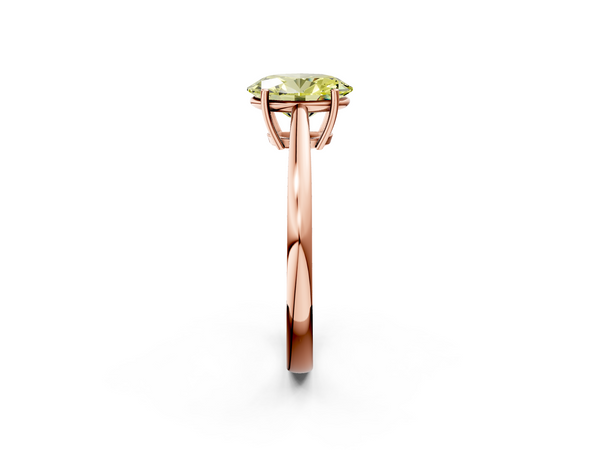Rose gold Fancy Yellow Oval  Solitaire Diamond Ring with Split Shank and Four-Prong Setting