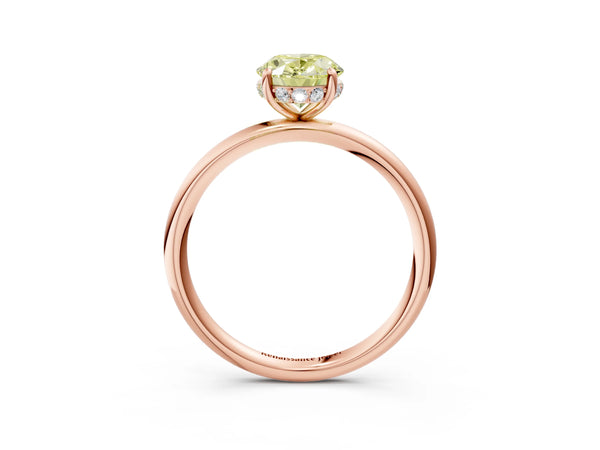 Rose gold Fancy Yellow Oval  Solitaire Diamond Ring with a Classic Band and Four-Prong Setting
