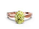 Rose gold Fancy Yellow Oval  Solitaire Diamond Twisted Band with Four-Prong Setting_93