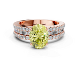 Rose gold Fancy Yellow Oval  Solitaire Diamond with Pave and Channel Set Band_76