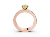 Rose gold Fancy Yellow Oval  Solitaire Diamond with Pave and Channel Set Band_79