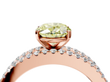 Rose gold Fancy Yellow Oval  Solitaire Diamond with Pave and Channel Set Band_80