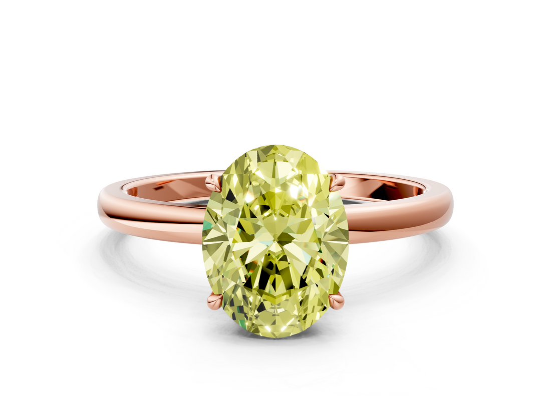 Rose gold Fancy Yellow Oval  Solitaire Engagement Ring with Cathedral Band and Four-Prong Setting_20