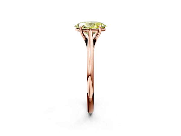 Rose gold Fancy Yellow Oval  Solitaire Engagement Ring with Four-Prong Setting and Classic Band