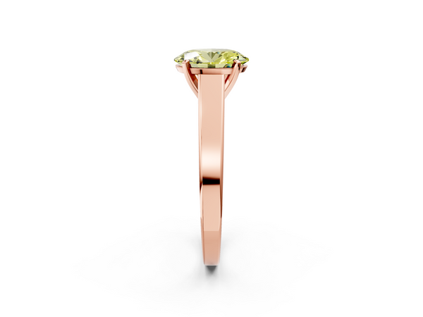 Rose gold Fancy Yellow Oval  Solitaire Engagement Ring with Four-Prong Setting and Tapered Band