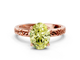 Rose gold Fancy Yellow Oval  Solitaire Engagement Ring with Scrollwork Band and Four-Prong Setting_130