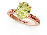 Rose gold Fancy Yellow Oval  Solitaire Engagement Ring with Scrollwork Band and Four-Prong Setting_131