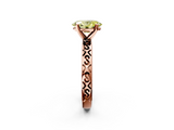 Rose gold Fancy Yellow Oval  Solitaire Engagement Ring with Scrollwork Band and Four-Prong Setting_132