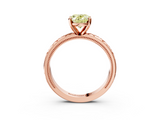 Rose gold Fancy Yellow Oval  Solitaire Engagement Ring with Scrollwork Band and Four-Prong Setting_133
