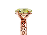 Rose gold Fancy Yellow Oval  Solitaire Engagement Ring with Scrollwork Band and Four-Prong Setting_135