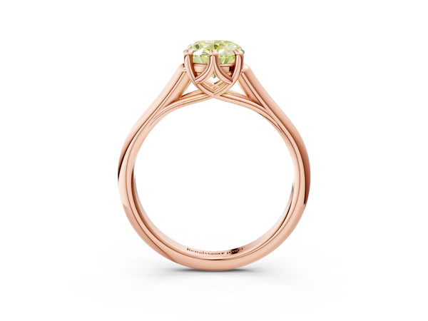 Rose gold Fancy Yellow Oval  Solitaire Engagement Ring with Six-Prong Setting and Classic Band