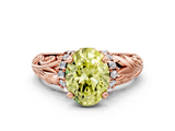 Rose gold Fancy Yellow Oval  Solitaire Filigree Engagement Ring with Halo and Prong Setting_64