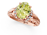 Rose gold Fancy Yellow Oval  Solitaire Filigree Engagement Ring with Halo and Prong Setting_65