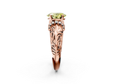 Rose gold Fancy Yellow Oval  Solitaire Filigree Engagement Ring with Halo and Prong Setting_66