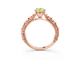 Rose gold Fancy Yellow Oval  Solitaire Floral Milgrain Engagement Ring_34